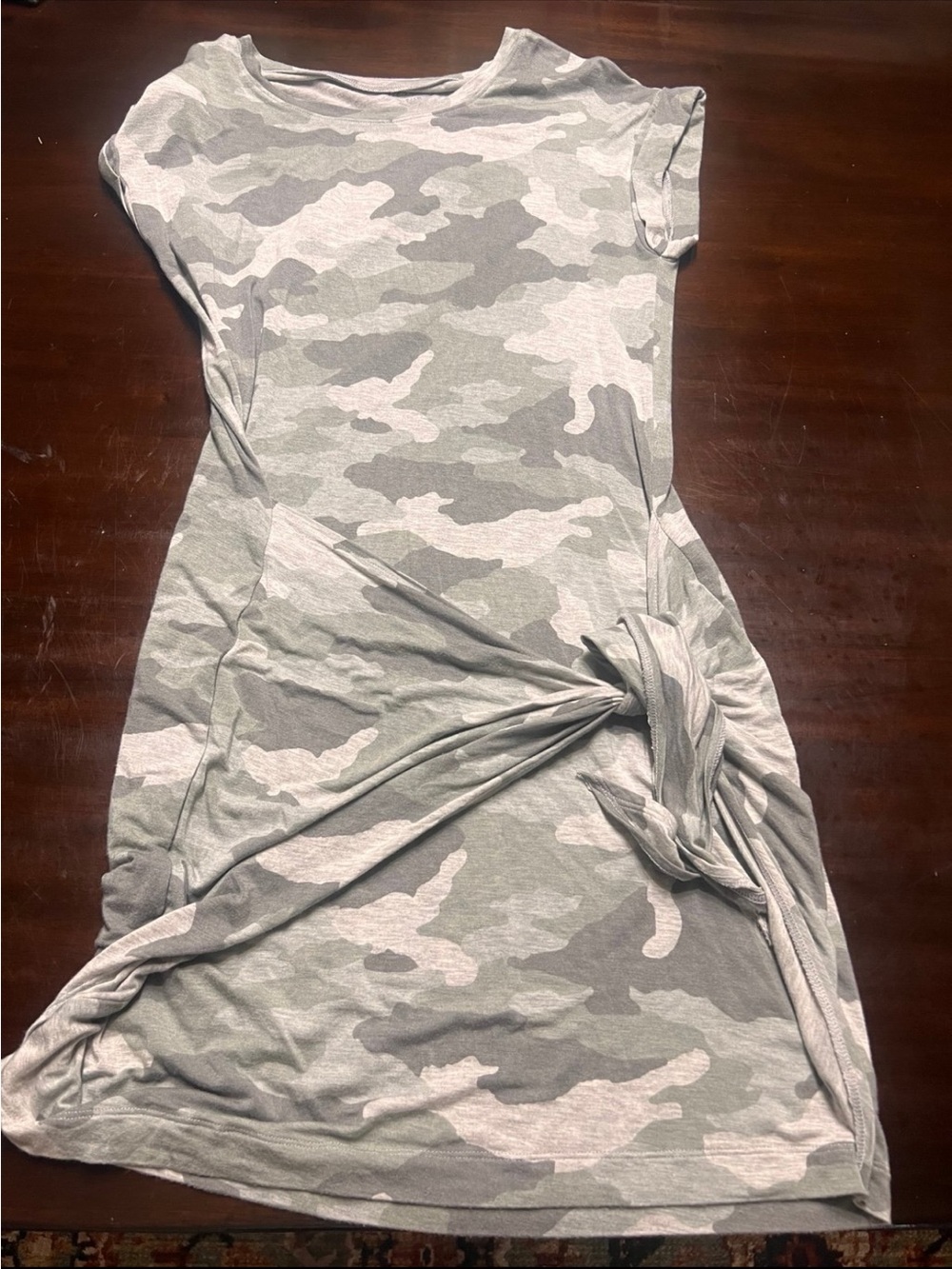 aerie Gray Camouflage Tie-Waist Mini Dress